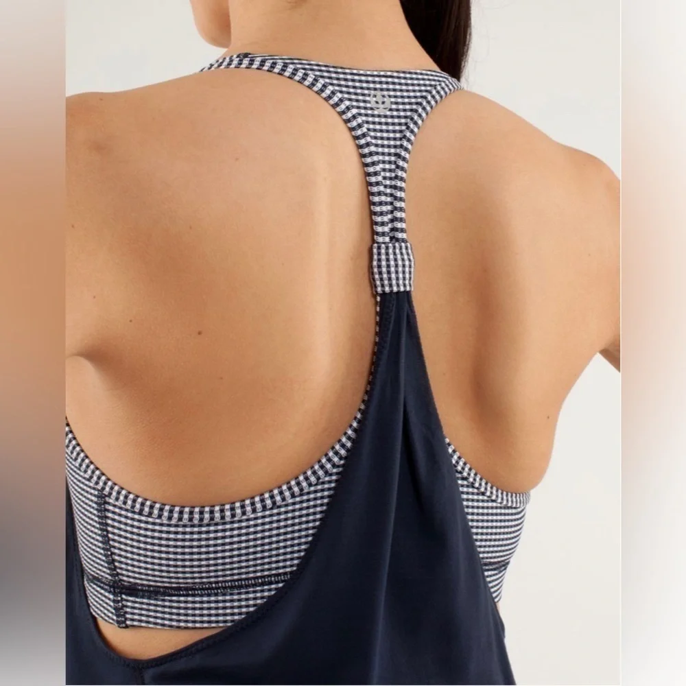 Lululemon Athletica Practice Freely Tank in Inkwell gingham women’s size 6 - Picture 5 of 13